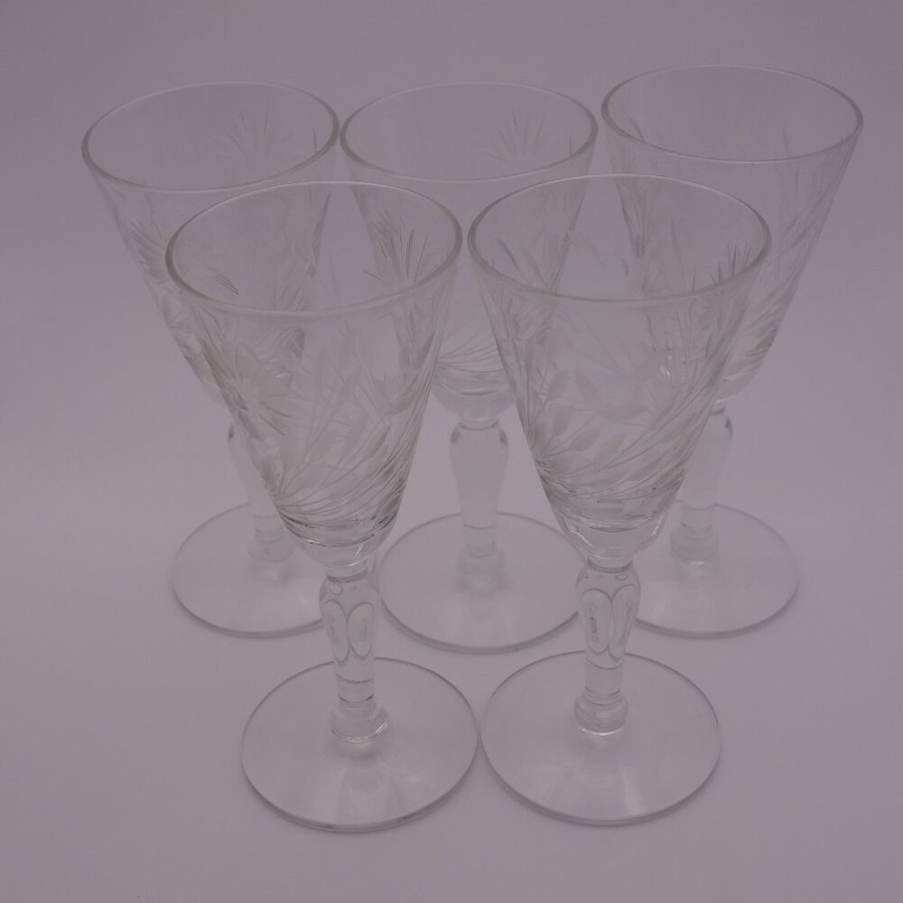 Set of Five(5) Delicate Small Glasses with Pattern